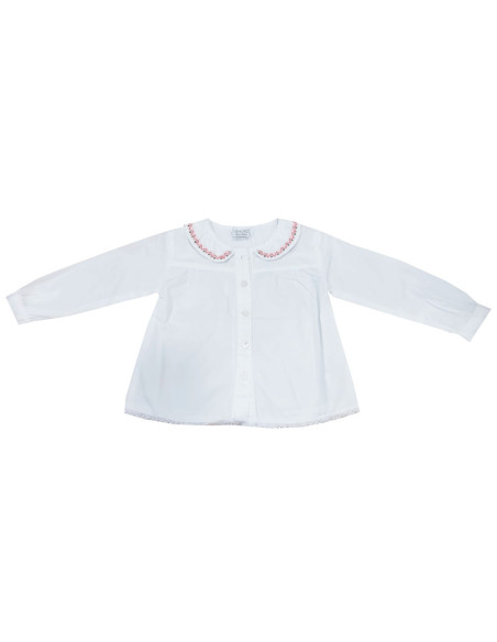 Blusa manga larga con cuello bebé niña 