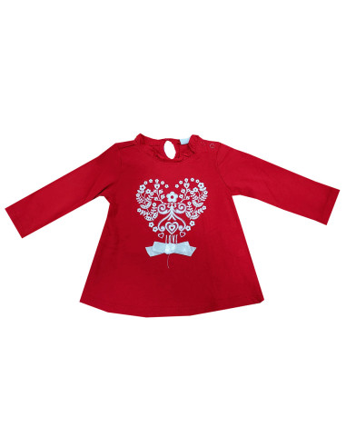 Camiseta manga larga fina corazón bebé niña 
