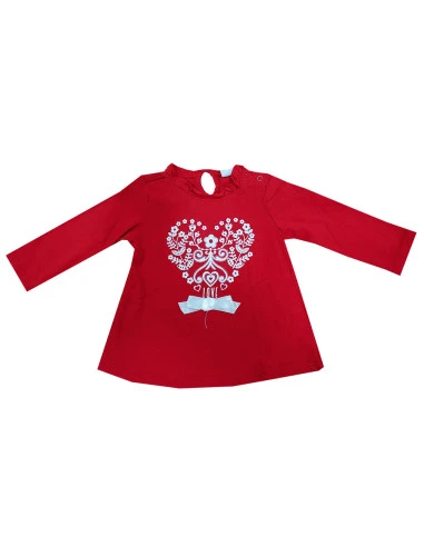 Camiseta manga larga fina corazón bebé niña 