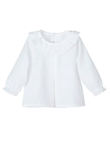 Blusa manga larga topos blanca bebé niña [product.brand] 1 - Ropa para Bebé | dyley | 
