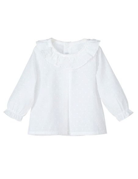 Blusa manga larga topos blanca bebé niña [product.brand] 1 - Ropa para Bebé | dyley | 