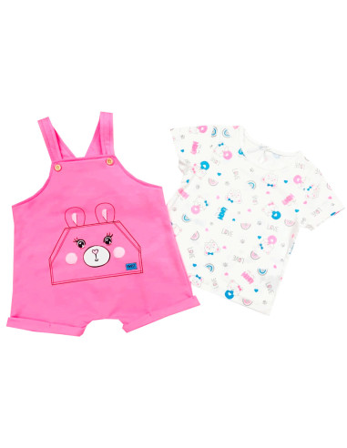 Conjunto peto fucsia 2 piezas bebé niña 