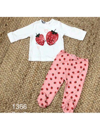 Conjunto polaina fresas bebé niña 