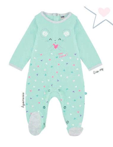 Pijama largo corazoncitos bebé niña 