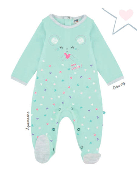 Pijama largo corazoncitos bebé niña 