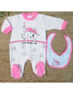 Pijama largo con babero bebé niña [product.brand] 1 - Ropa para Bebé | dyley | 