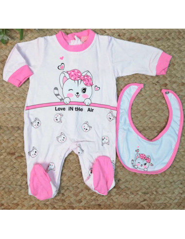 Pijama largo con babero bebé niña 