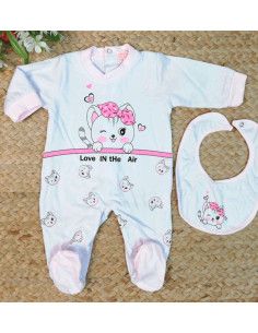 Pijama largo con babero bebé niña  2