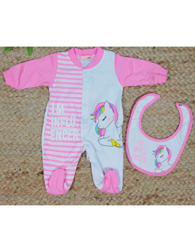 Pijama largo con babero caballo bebé niña 
