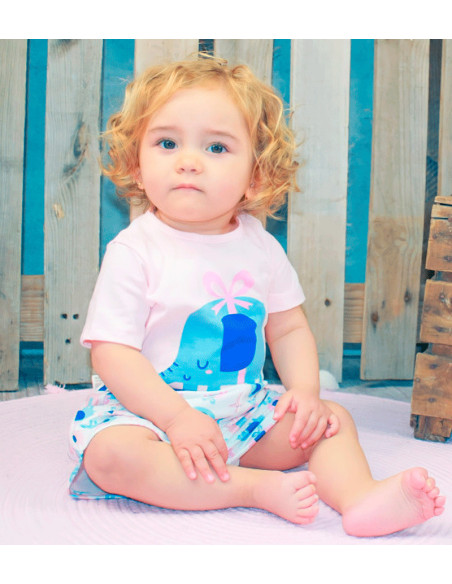 Pijama manga elefante bebé niña 