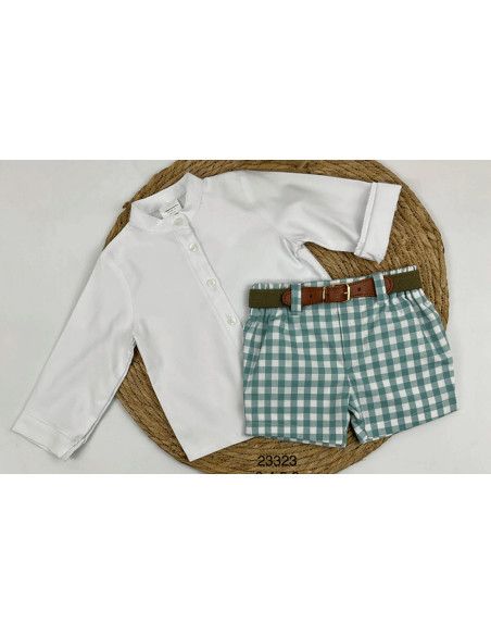 Conjunto camisa blanca y bermuda cuadros de niño [product.brand] 1 - Ropa para Bebé | dyley | 