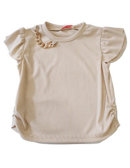 Camiseta con volantes con cadena niña 