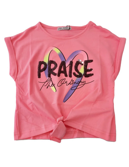 Camiseta manga corta con nudo niña 