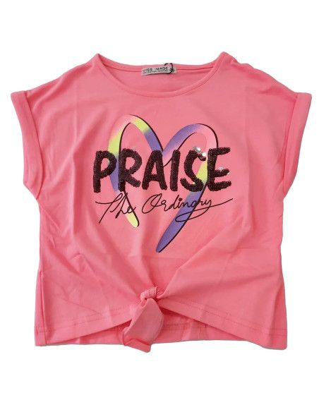 Camiseta manga corta con nudo niña 