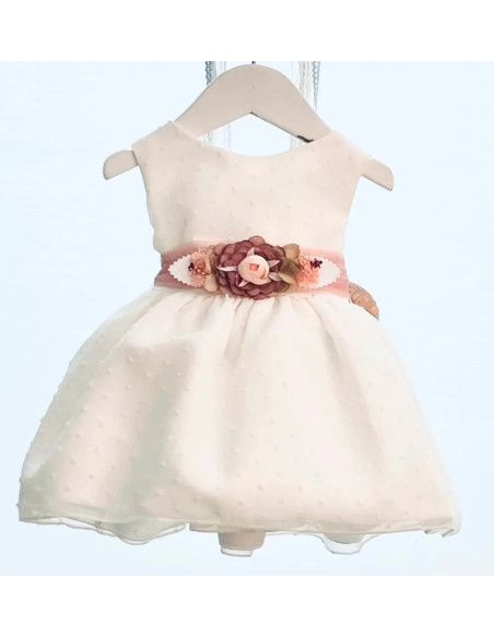 Vestido plumeti ceremonia sin manga de niña 
