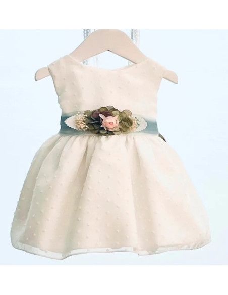 Vestido plumeti ceremonia sin manga para niña 