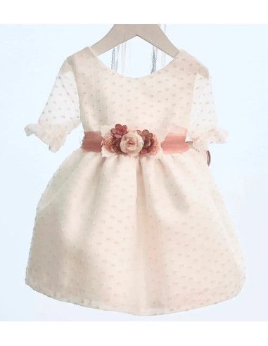 Vestido ceremonia manga francesa para niña 