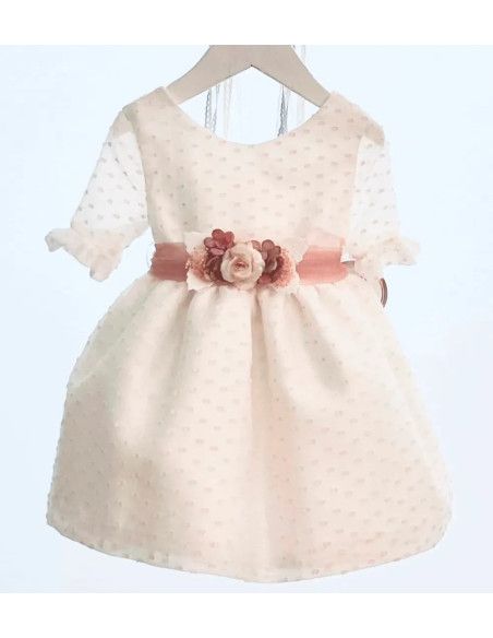 Vestido ceremonia manga francesa para niña 