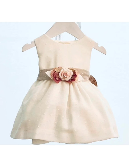 Vestido cristianar sin manga bebé niña 