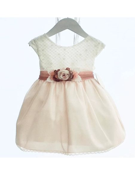 Vestido plumeti ceremonia sin manga de niña 