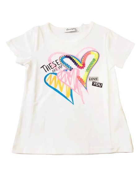 Camiseta manga corta corazones colores niña [product.brand] 1 - Ropa para Bebé | dyley | 