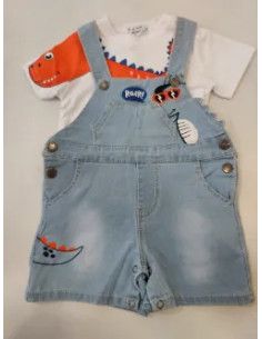 Conjunto peto corto denim bebé niño  2