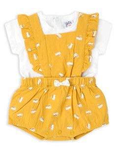 Conjunto peto amarillo bebé niña 