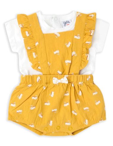 Conjunto peto amarillo bebé niña 