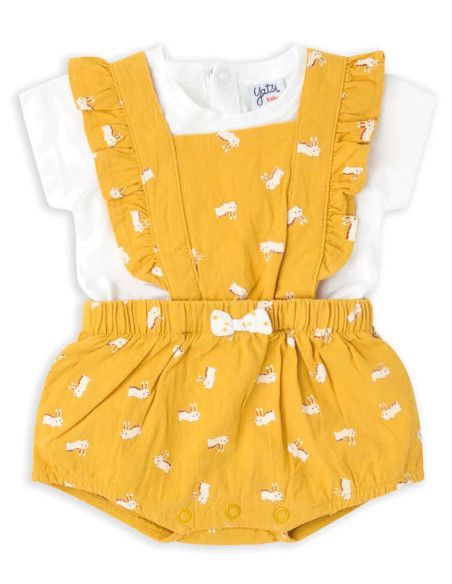 Conjunto peto amarillo bebé niña 