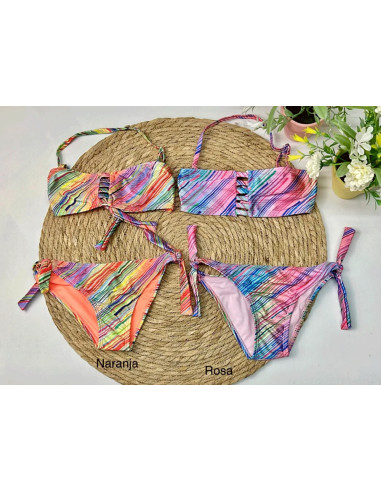 Conjunto bikini rayas niña 