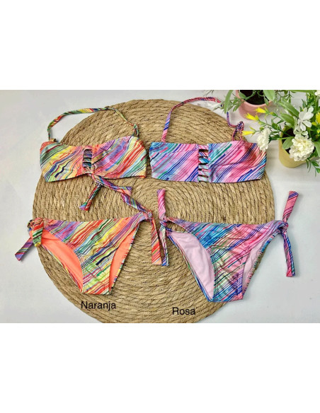 Conjunto bikini rayas niña 