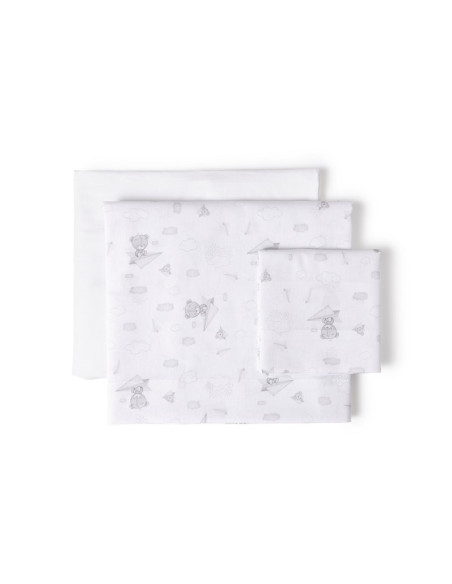 Sabana mini cuna avión papel 
