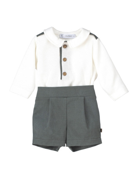 Conjunto 2 piezas manga larga y bermuda bebé niño 
