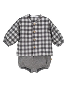 Conjunto pololo manga larga cuadros bebé niño 
