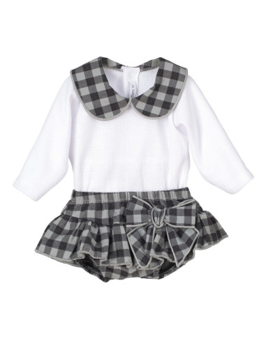 Conjunto pololo manga larga cuadros bebé niña 