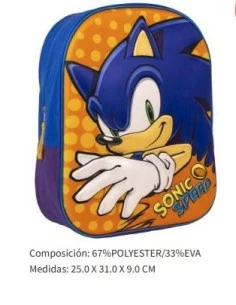 Mochila Sonic 3D niño 
