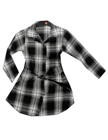 Camisa de cuadros con cinturón niña 