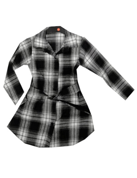 Camisa de cuadros con cinturón niña 