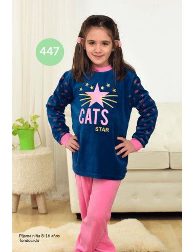 Pijama manga larga terciopelo cats niña [product.brand] 1 - Ropa para Bebé | dyley | 