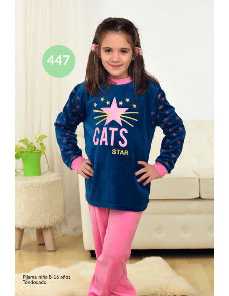 Pijama manga larga terciopelo cats niña [product.brand] 1 - Ropa para Bebé | dyley | 