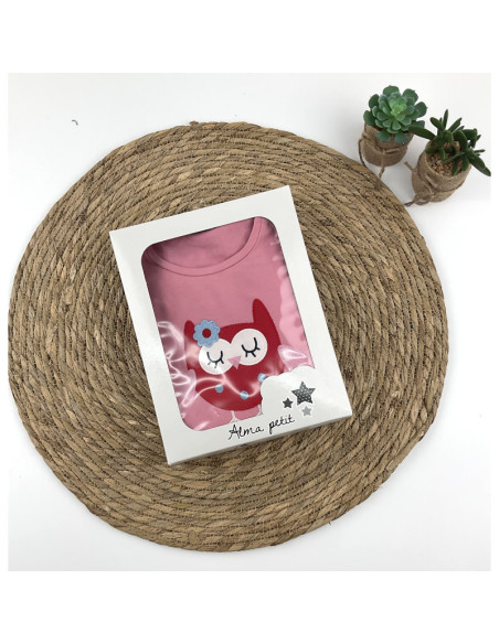 Pijama fino manga larga buho niña 