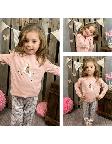 Pijama fino manga larga unicornio niña 
