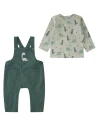 Conjunto peto de tela bordado dinosaurio de bebé niño 