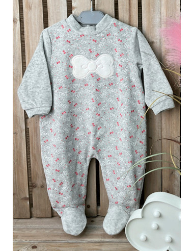 Pijama largo tundosado lazo bebé niña 