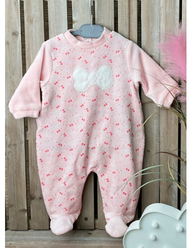 Pijama largo tundosado lazo bebé niña 