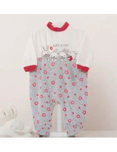 Pijama largo terciopelo conejos bebé niña 
