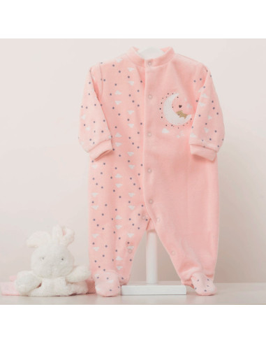 Pijama largo terciopelo luna bebé niña 