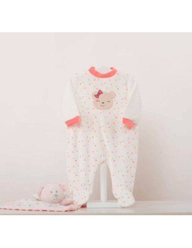 Pijama largo terciopelo osa lazo bebé niña [product.brand] 1 - Ropa para Bebé | dyley | 