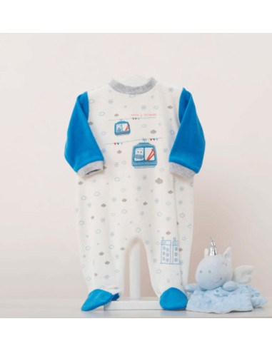 Pijama largo terciopelo ciudad bebé niño 