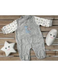 Pijama largo terciopelo lunar bebé niño 